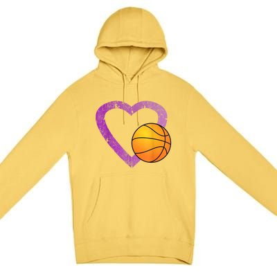 I Love Basketball Heart Premium Pullover Hoodie