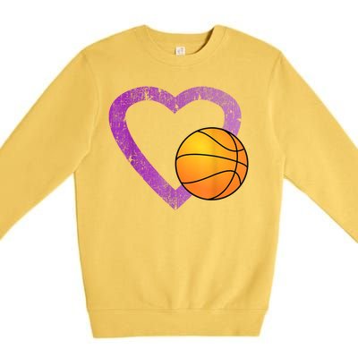 I Love Basketball Heart Premium Crewneck Sweatshirt