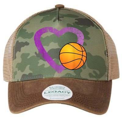 I Love Basketball Heart Legacy Tie Dye Trucker Hat