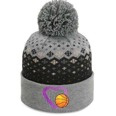 I Love Basketball Heart The Baniff Cuffed Pom Beanie