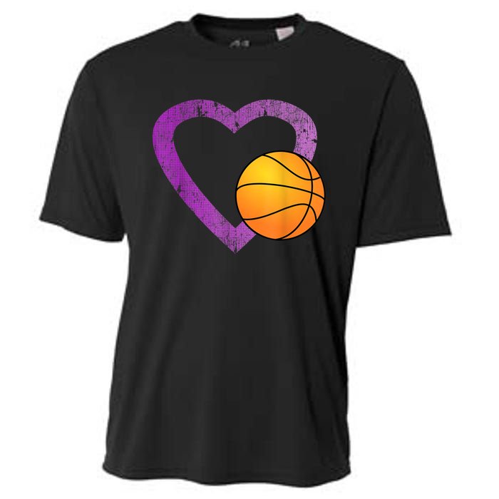 I Love Basketball Heart Cooling Performance Crew T-Shirt