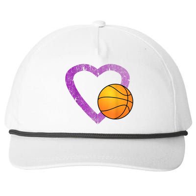 I Love Basketball Heart Snapback Five-Panel Rope Hat