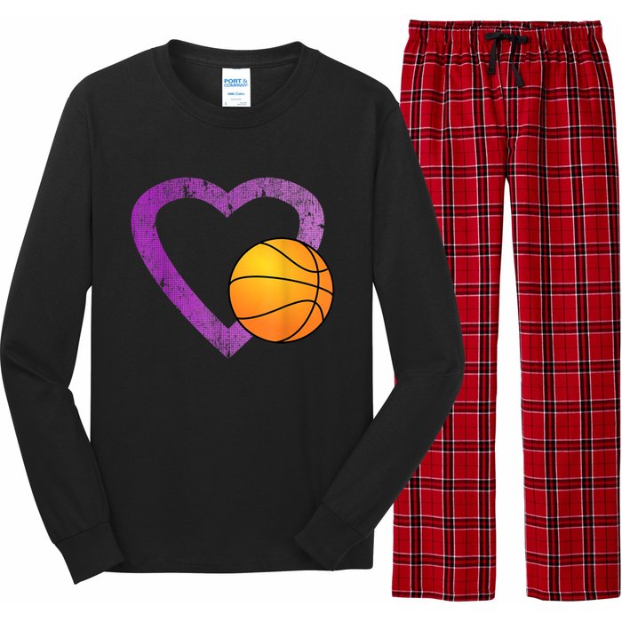 I Love Basketball Heart Long Sleeve Pajama Set