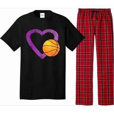 I Love Basketball Heart Pajama Set