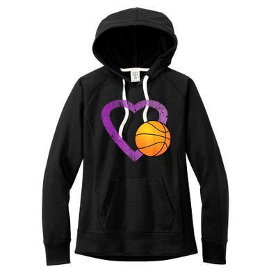 I Love Basketball Heart Women's Fleece Hoodie