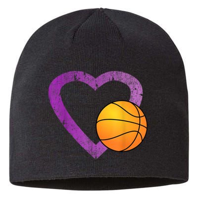 I Love Basketball Heart Sustainable Beanie