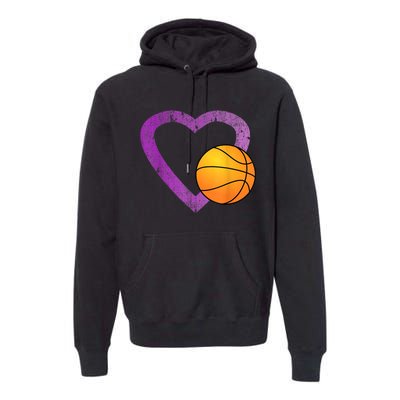 I Love Basketball Heart Premium Hoodie