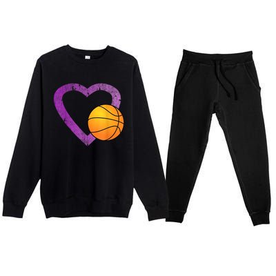 I Love Basketball Heart Premium Crewneck Sweatsuit Set