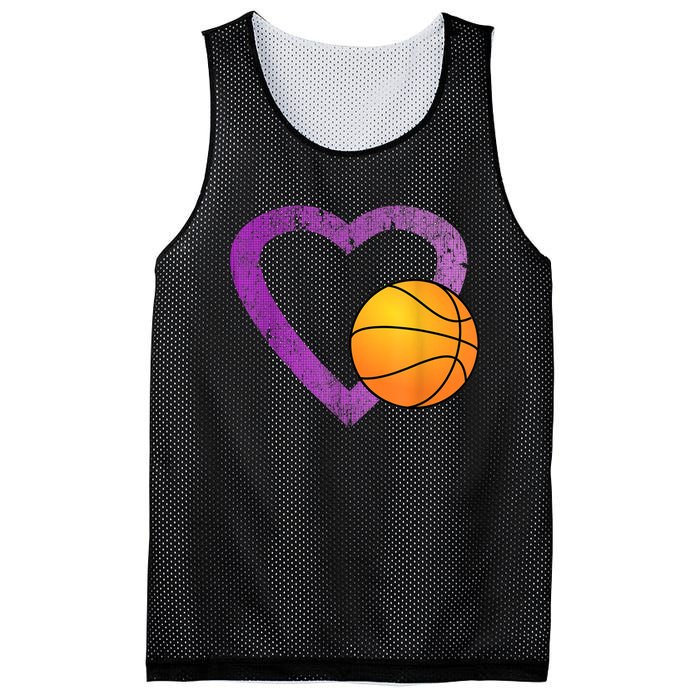 I Love Basketball Heart Mesh Reversible Basketball Jersey Tank