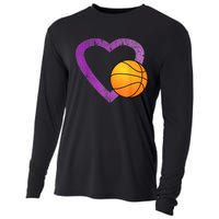 I Love Basketball Heart Cooling Performance Long Sleeve Crew