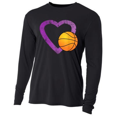 I Love Basketball Heart Cooling Performance Long Sleeve Crew