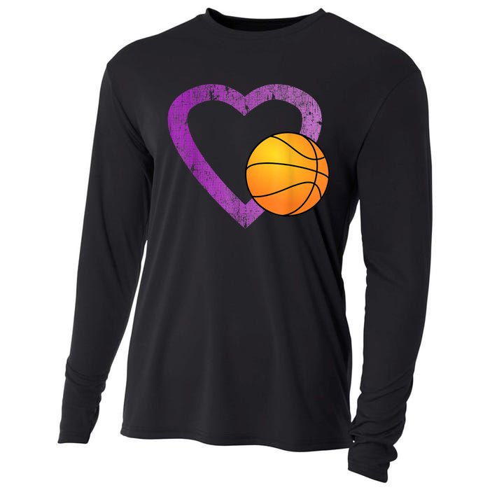 I Love Basketball Heart Cooling Performance Long Sleeve Crew