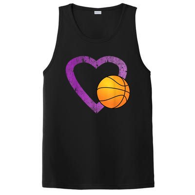 I Love Basketball Heart PosiCharge Competitor Tank