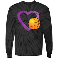 I Love Basketball Heart Tie-Dye Long Sleeve Shirt