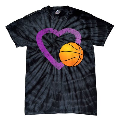 I Love Basketball Heart Tie-Dye T-Shirt