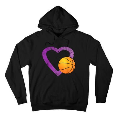 I Love Basketball Heart Tall Hoodie