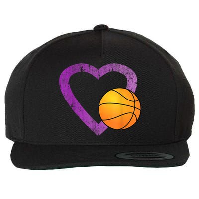 I Love Basketball Heart Wool Snapback Cap