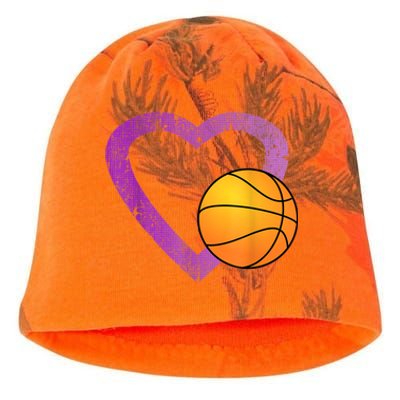 I Love Basketball Heart Kati - Camo Knit Beanie