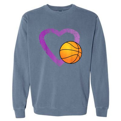 I Love Basketball Heart Garment-Dyed Sweatshirt