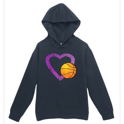 I Love Basketball Heart Urban Pullover Hoodie