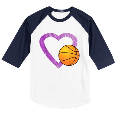 I Love Basketball Heart Baseball Sleeve Shirt