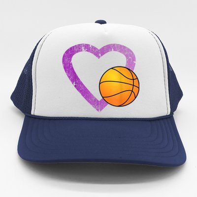 I Love Basketball Heart Trucker Hat