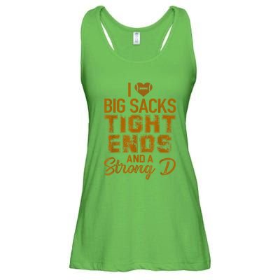 I Love Big Sacks Tight Ends And A Strong D Funny Football Ladies Essential Flowy Tank