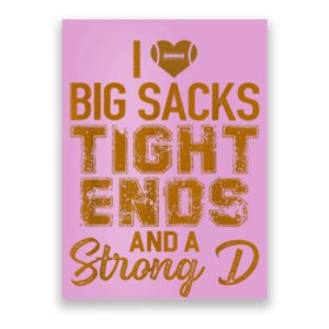 I Love Big Sacks Tight Ends And A Strong D Funny Football Poster