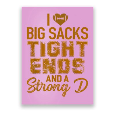 I Love Big Sacks Tight Ends And A Strong D Funny Football Poster