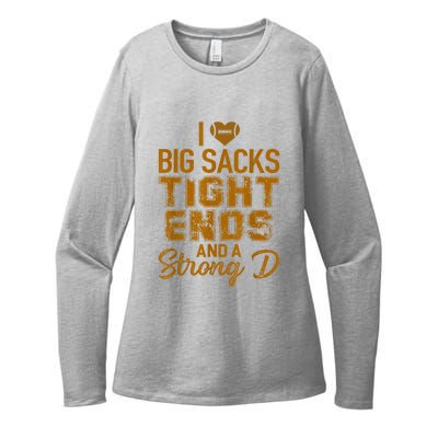 I Love Big Sacks Tight Ends And A Strong D Funny Football Womens CVC Long Sleeve Shirt