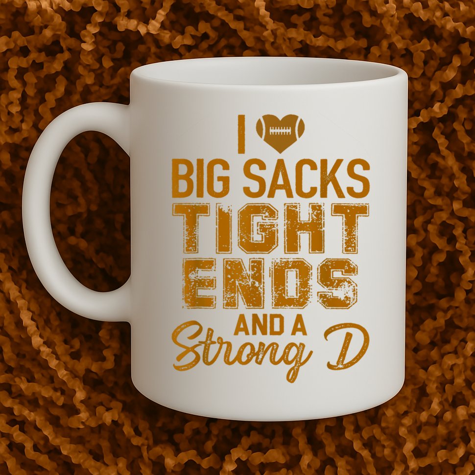 I Love Big Sacks Tight Ends And A Strong D Funny Football Mug