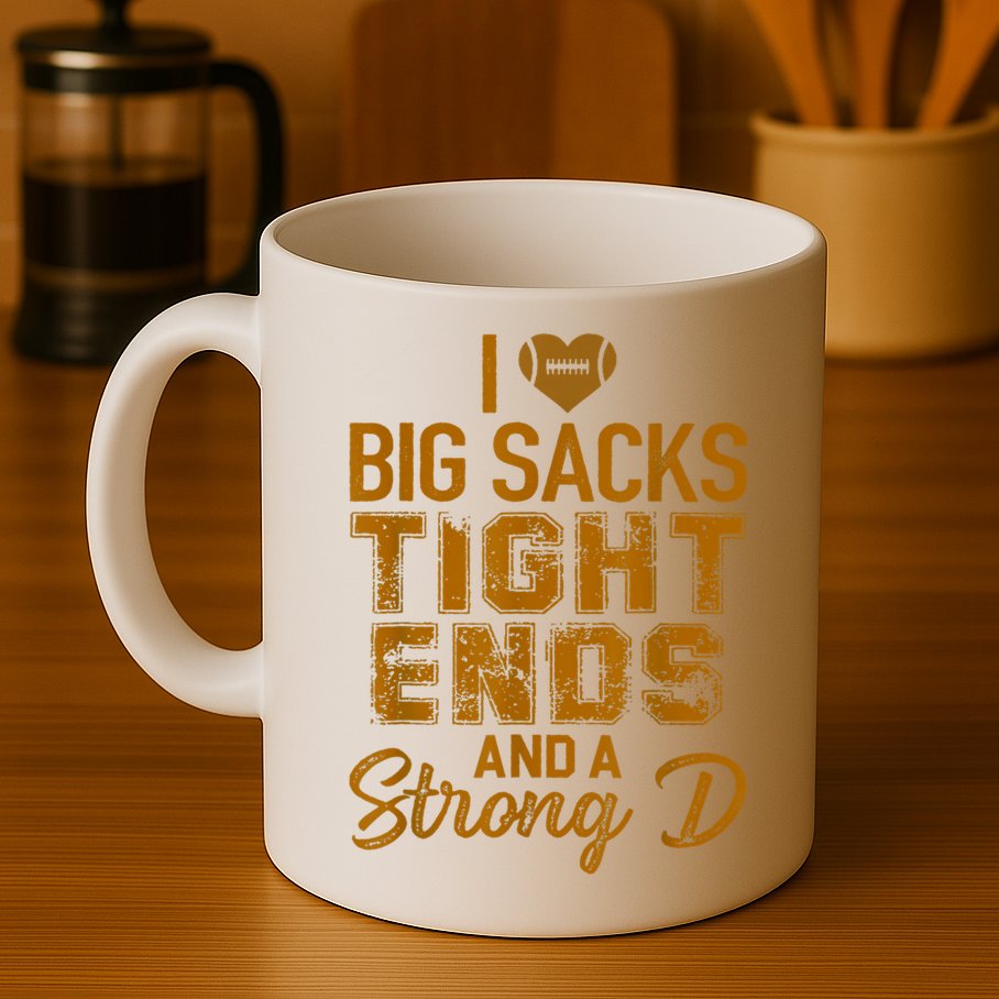 I Love Big Sacks Tight Ends And A Strong D Funny Football Mug