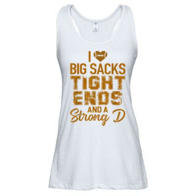 I Love Big Sacks Tight Ends And A Strong D Funny Football Ladies Essential Flowy Tank