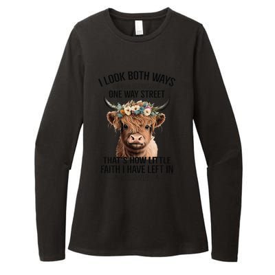 I Look Both Ways Before Crossing A One Way Street Cow Womens CVC Long Sleeve Shirt