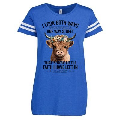 I Look Both Ways Before Crossing A One Way Street Cow Enza Ladies Jersey Football T-Shirt