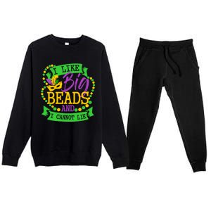 I Like Big Beads And I Cannot Lie Mardi Gras Party Gift Premium Crewneck Sweatsuit Set