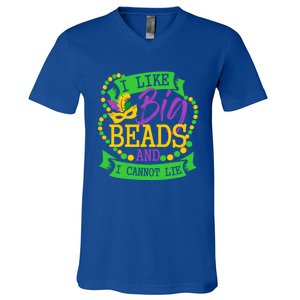 I Like Big Beads And I Cannot Lie Mardi Gras Party Gift V-Neck T-Shirt