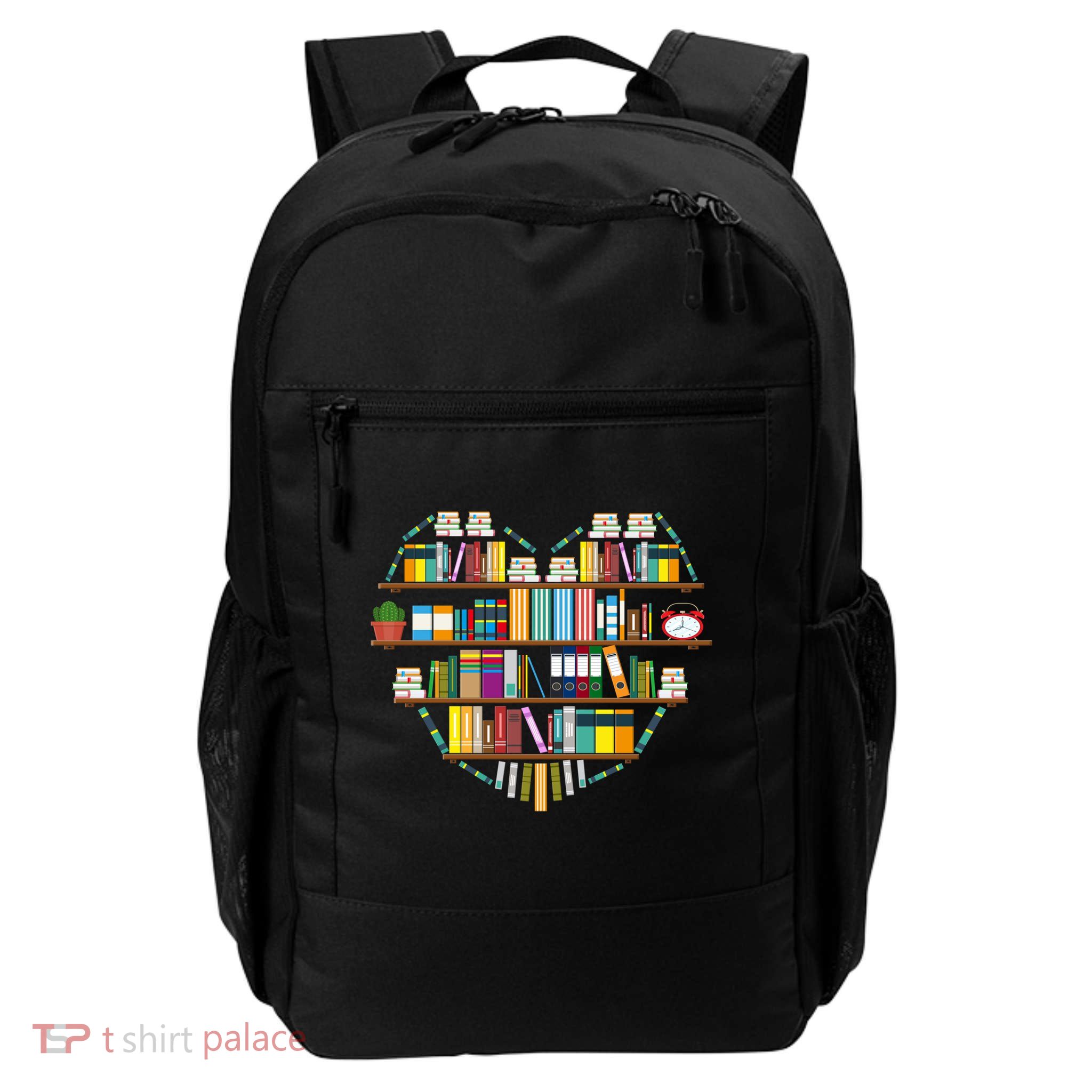 I Love Books Gift Heart Shaped Books Gift Backpack