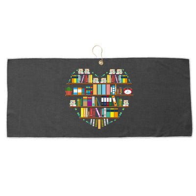 I Love Books Gift Heart Shaped Books Gift Large Microfiber Waffle Golf Towel