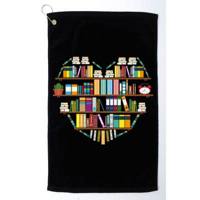 I Love Books Gift Heart Shaped Books Gift Platinum Collection Golf Towel