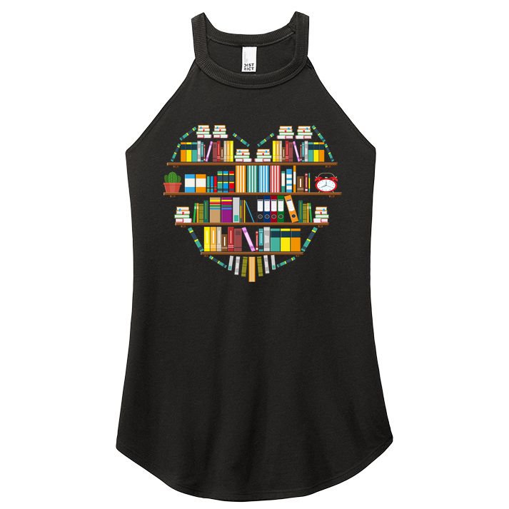 I Love Books Gift Heart Shaped Books Gift Women's Perfect Tri Rocker Tank