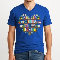 I Love Books Gift Heart Shaped Books Gift V-Neck T-Shirt