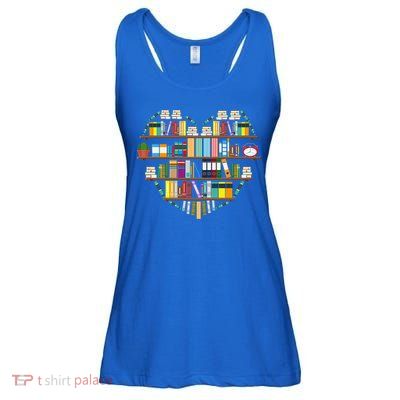 I Love Books Gift Heart Shaped Books Gift Ladies Essential Flowy Tank