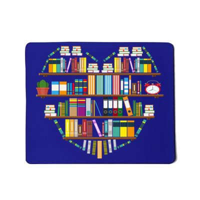 I Love Books Gift Heart Shaped Books Gift Mousepad