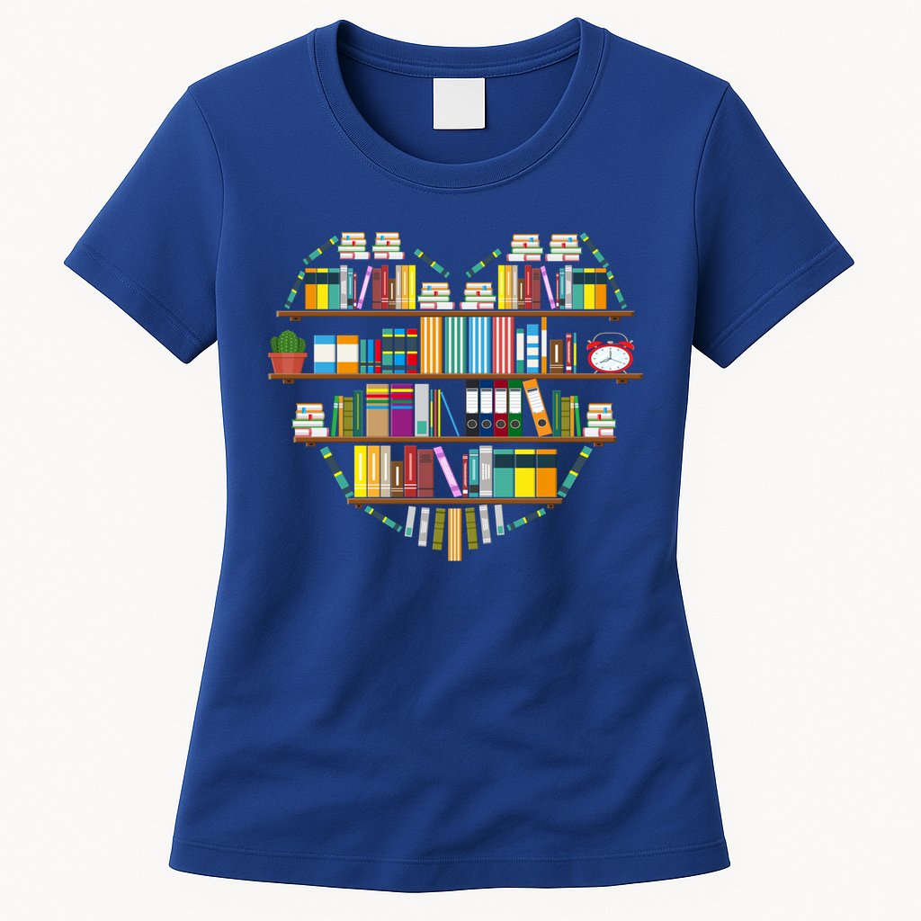 I Love Books Gift Heart Shaped Books Gift Womens T-Shirt
