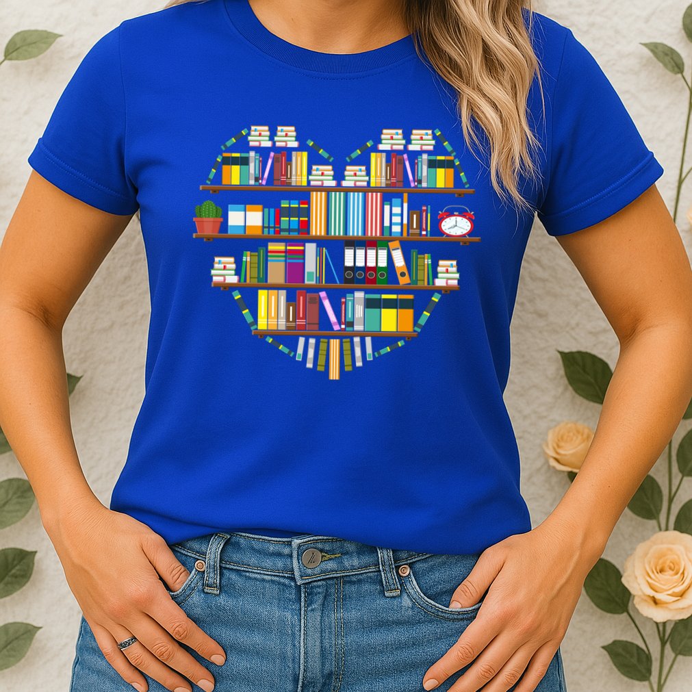 I Love Books Gift Heart Shaped Books Gift Womens T-Shirt