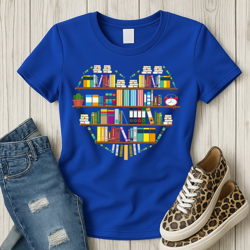 I Love Books Gift Heart Shaped Books Gift Womens T-Shirt