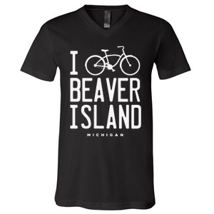 I Love Biking Beaver Island Michigan V-Neck T-Shirt