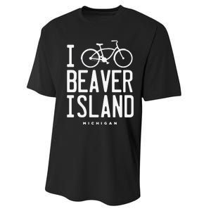 I Love Biking Beaver Island Michigan Performance Sprint T-Shirt