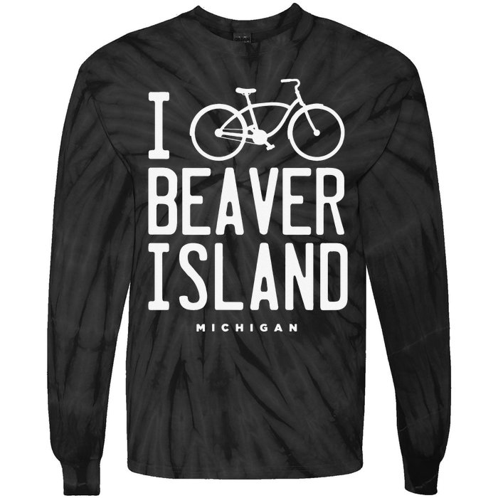 I Love Biking Beaver Island Michigan Tie-Dye Long Sleeve Shirt